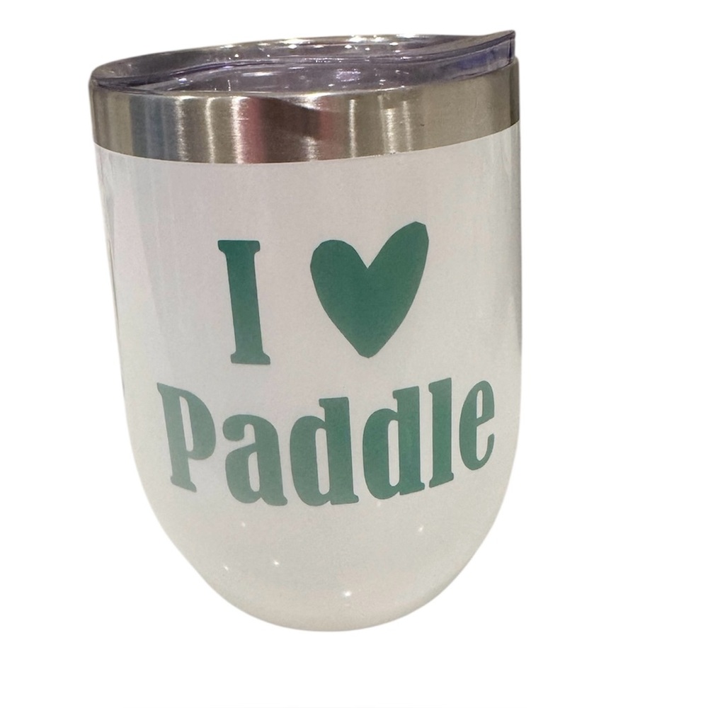 NWOT I Love Paddle Tennis Insulated Tumbler Roadie White Green Preppy BPA Free